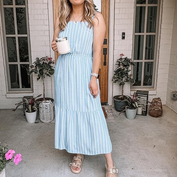 Amazon Essentials Women's Fluid Twill Tiered Fit and Flare Dress - Picture 2 of 4